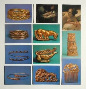 エルミタージュ秘宝展(1978)‐絵はがき・「レンブラント(ダナエ)」、古代スキタイの金器
